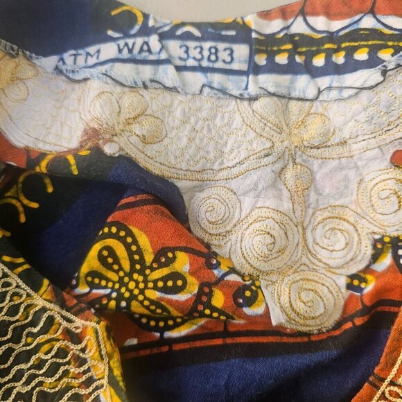 Handmade Y2K African 2-Pc Set Women Sz M/L Embroidery Ankara Tunic + Midi Skirt - Picture 9 of 9